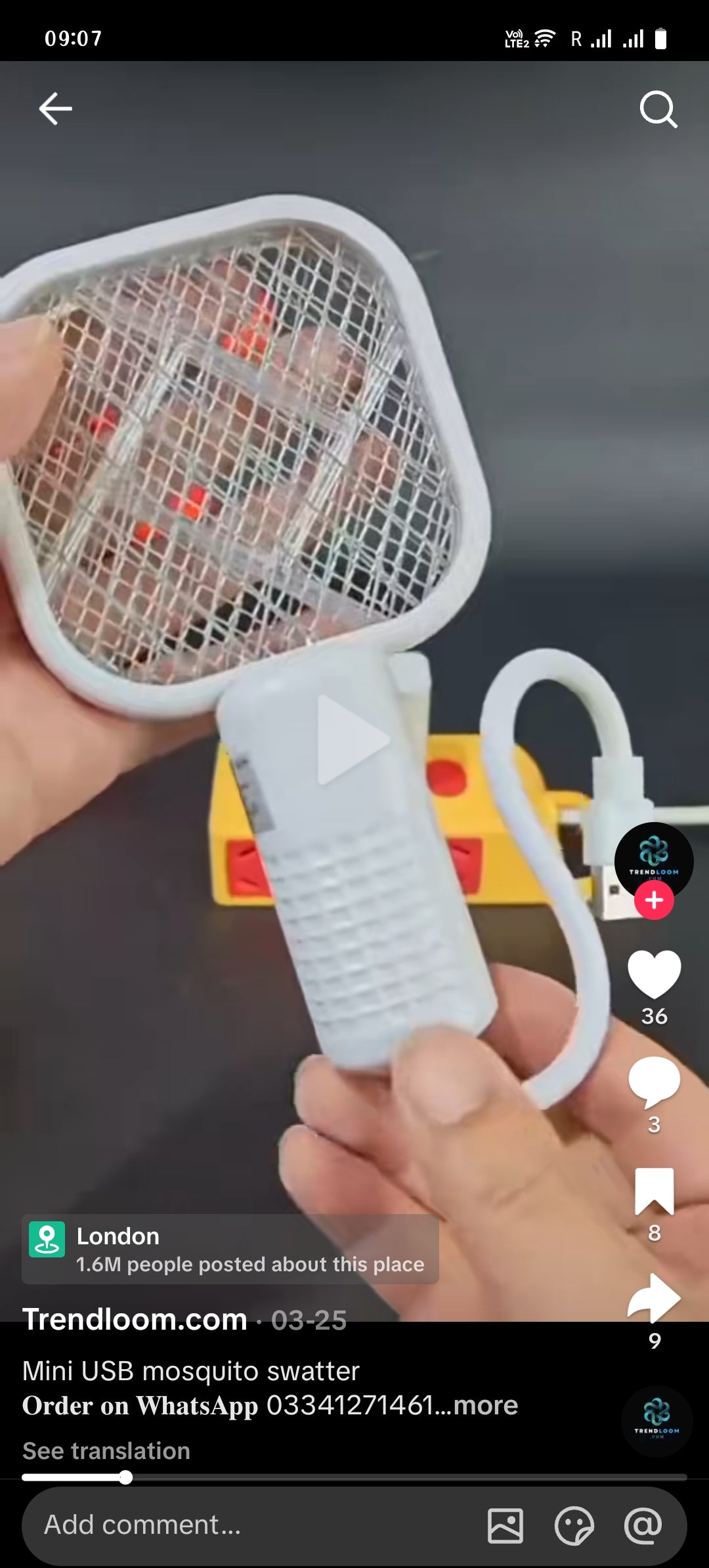 USB Rechargeable Electric Mosquito Killer Racket | Safe Mosquito Zapper